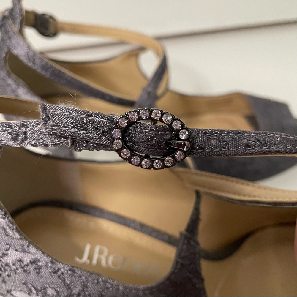 J. Reneé ROLYNE Gray Floral Damask Fabric Pump Size 8.5W - Picture 7 of 13